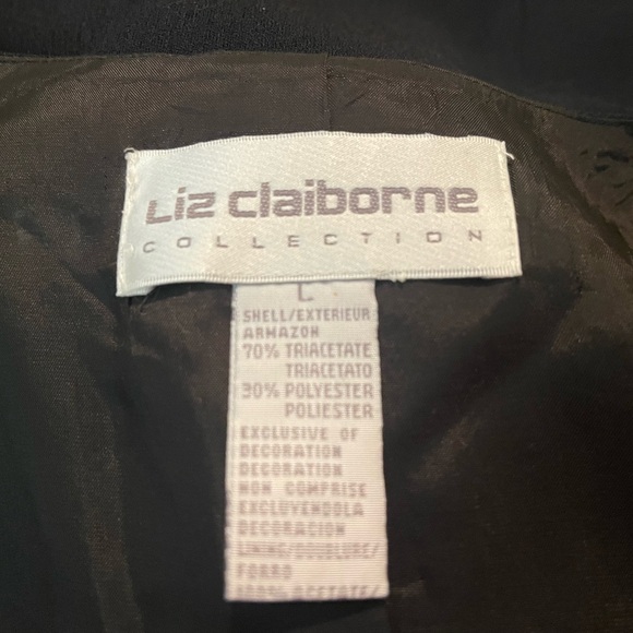 Liz Claiborne Black Floral Embroidered Blouse - Picture 2 of 2